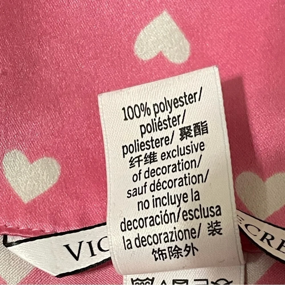 Victoria secret pink heart print short sleeve button up sleep shirt silk satin